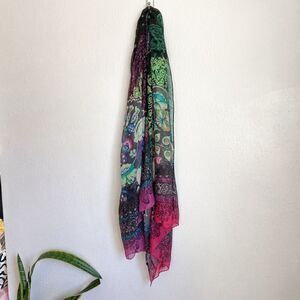 Desigual Women's Fun Love Multicolor Bold Statement Shawl Oblong Scarf 72”x 35”